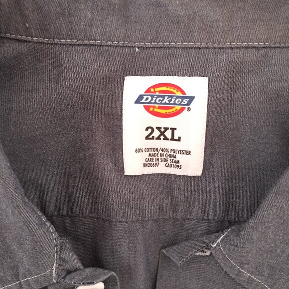 Dickies Work Shirt Mens Size 2XL Long Sleeve Button Up Charcoal Color - Picture 3 of 10